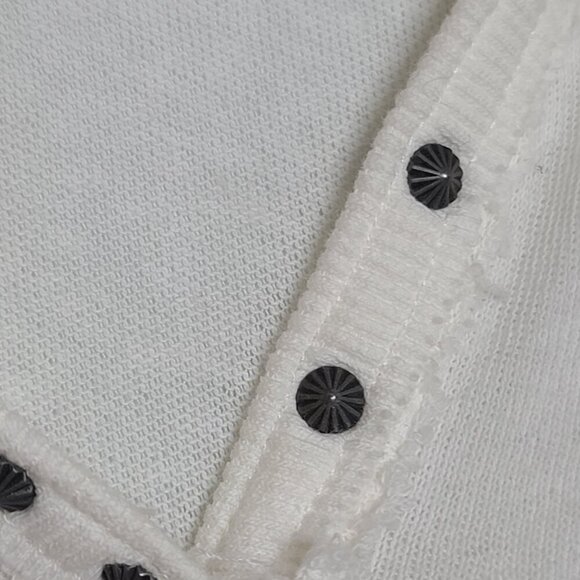 Free People Military Mix Henley Long‎ Sleeve Top Cream Combo Size Small NWT - Picture 5 of 11